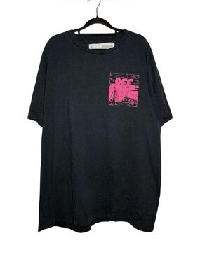 Off White Virgil Abloh 2013 Black Pink Floating Skulls Oversized T-Shirt Medium